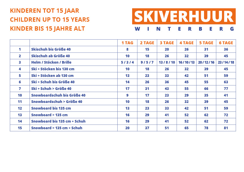 Skiverhuur winterberg prijzen 2025 2026 2